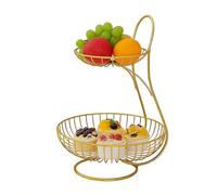 Metal Wire Fruit Basket, 2 Tier Snack Organizer, Open Feature with Airflow Design, Veggie Storage Basket for Kitchen Dining Use, Fruit Holder with Modern Style, Baskets Organizer for Home Office