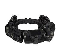 Metalakaer Cintura tattica 5 in 1 con tasca per cartuccia, tasche per accessori, pattuglia all'aperto, multifunzionale, in nylon Molle, cintura tattica regolabile staccabile equipaggiata-BK CP MC