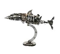 Metalakaer Puzzle 3D in metallo per adulti, modello Steampunk meccanico a forma di squalo con supporto per display, kit di montaggio puzzle 3D, 209 pezzi