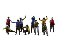Metalakaerr 10 pezzi 1:72 Aircraft Carrier Ground Crew Set, Abbigliamento Colorato Versione Finito Modello Soldato per Aerei da Caccia Scena in Miniatura, Regali per gli Appassionati Militari