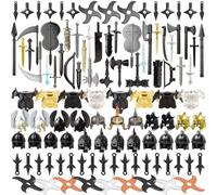 Metalakaerr Kit di accessori per armi, medievale antica Roma Cavaliere Minifigure Set di armi include caschi, armatura, scudo, mantelli, barda, compatibile con le principali marche (100 pezzi)