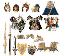 Metalakaerr Kit di accessori per armi medievali, progettato per mini soldati/cavalieri, include armatura, elmo, spade, lancia, compatibile con le principali marche (23 pezzi)