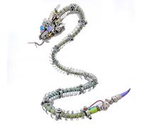 Metalakaerr Kit di modellini 3D in metallo per adulti, modello meccanico a serpente blu e verde con occhi LED, regalo creativo e decorazioni per la casa (500+PCS)