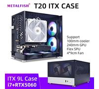 METALFISH T20 Mini ITX Custodia bianca 9L Supporto telaio PC compatto Flex PSU/240mm GPU/100mm Dispositivo di raffreddamento/180 Dispositivo di raffreddamento liquido