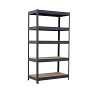 Metalkas R300 - Scaffalatura con 5 pannelli in MDF, 180 x 100 x 50 cm, portata 300 kg, ripiani regolabili in altezza, per carichi pesanti, cantina, officina, in metallo, colore nero