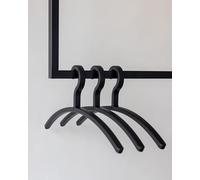Metallbude FAY - Set di 3 grucce in plastica, salvaspazio, facile da pulire, antigraffio, colore: Nero