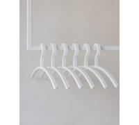 Metallbude FAY - Set di 6 grucce appendiabiti in plastica, design salvaspazio, facile da pulire, antigraffio, colore: Bianco