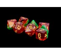 Metallic Dice Games 7-Set: 16mm: Fruit Watermelon/gd