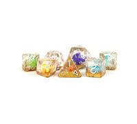 Metallic Dice Games Poly Set Dinosaur w/Silver (7)