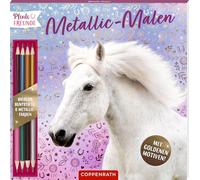 Metallic-Malen: Mit goldenen Motiven / Bicolor-Buntstifte: 8 Metallic-Farben