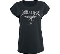 Metallica Biker Donna T-Shirt Nero 100% Cotone Largo