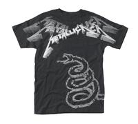METALLICA - BLACK ALBUM FADED (ALL OVER) BLACK T-Shirt, Front & Back Print Large