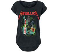 Metallica Bride of Frankenstein Guitar Donna T-Shirt Nero 100% Cotone Largo
