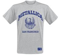 Metallica College Crest Uomo T-Shirt Grigio XL 90% Cotone, 10% Poliestere Regular