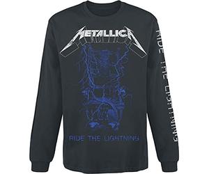 Metallica Fade Uomo Maglia Maniche Lunghe Nero 100% Cotone Regular