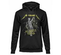 Metallica Felpa Ufficiale And Justice for all. Felpa con Cappuccio Unisex in Cotone. vestibilità Regular per Adulto e Ragazzo XL