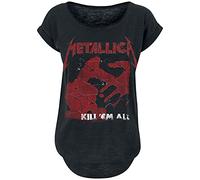 Metallica Kill 'Em all Shattered Donna T-Shirt Nero 100% Cotone Largo