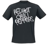 Metallica Red Hot Chili Peppers Black And White Logo Uomo T-Shirt Nero L 100% Cotone Regular