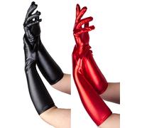Metallico Guanti Nero o Rosso Adulti Maschietta Circo Halloween Costume Lungo Gl