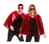 Metallico Mantella Adulti Costume da Super Eroe E Maschera Donna Uomo