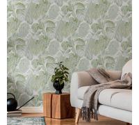 Livingwalls Carta da parati Tropicale Foglie AS Creation 39355-4 Vinile Botanico Grigio Oro