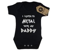 Metallimonsters, body a maglietta da bambino con scritta "I listen to Metal with My Daddy" (lingua italiana non garantita), nero nero Black 6-12 mesi