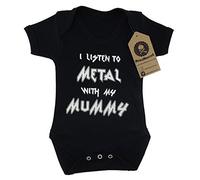 Metallimonsters - Gilet per bambini con scritta "I Listen to Metal with My Mummy", colore nero (0-3 mesi)
