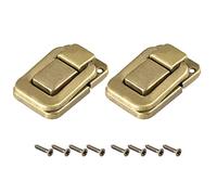 METALLIXITY Blocco Chiusura Gancio (48mm x 32mm) 2pz, Ferro Cerniera Chiusure - per Armadi Scatole Valigie, Leggere Bronzo