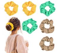 METALLIXITY Elastici per Capelli 6 Pezzi 11cm a Righe Giallo Khaki Verde | Morbidi e Senza Pieghe o Danni, per Chioma Spessa Fine e riccioa, Codini, Accessori Quotidiani e Sportivi, per Donna
