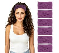 METALLIXITY Fascia per Capelli Nodo Incrociato Larga Viola Rosso 6 Pezzi | Bende elastiche spesse, Bandana boho, per Palestra, Corsa, Yoga, Sport, Allenamento, Estate, Viaggio