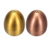 METALLIXITY Portasale e a Forma di Uovo 3 Buchi Acciaio Inox | 2 Pezzi, Colore Oro/Rosa Oro, Simpatico Contenitore per Condimenti e Barattolo per Spezie, per Casa Cucina Ristorante