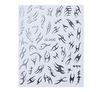 Metallizzato Argento Fiamme Adesivi per unghie Righe Onde Tribale Fuoco Tatton Slider olografico 3D Manicure Pizzo Decorazione