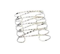 Metallo Bracciale da Braccio Superiore 7x6,5x6cm Punk Donna | Stile a Rete Aperta, Look di Scena, per Concerti e Festival, Finitura Argento