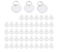 Metallo Cerchio Etichette Targhette Portachiavi Rotondo Con Anelli per Auto E