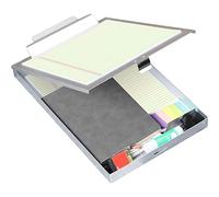 Metallo Clipboard Storage box, heavy duty Portablocco con chiusura ad alta capacità clip, autobloccante metallo, forma del supporto per carta da lettere, ufficio, personale medico, argento