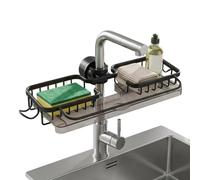 Metallo Cucina Lavello Caddy, Senza Trapano Spugna Supporto Set Fun Use | Senza Trapano Montaggio, gocciolamento Vassoio & Ganci Inclusi, Grande Capacità Metallo Casa Set Kit Uso Gioia Set Joy Set