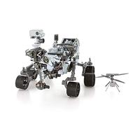 Metallo Earth Aviation: Mars Perrigorance & Ingenuity Helicopter, Rover: 9 x 12,5 x 7,5 cm & elicotteri: 3,3 x 2,6 x 2 cm, modellino 3D in metallo con 4,5 fogli, su scheda 12 x 17 cm, 14+.