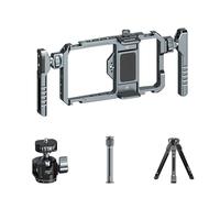 Metallo Gabbia Del Telefono Regolabile Lunghezza Larghezza per 17.2x9cm Smartphone Costruzione In Lega di Alluminio 1/4 Foro Vite 5Cold Shoe Regolabile Phone Camera Rig