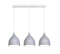 Metallo lampadario Luce pendente Industriale Lampada a Sospensione da Soffitto Vintage 3 E27 Plafoniera Retro Paralume in alluminio Ristorante caffè soggiorno Camera da letto cucina(grigio)