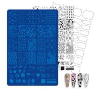 Metallo Manicure Stampaggio Piatto, SY09 | Modello di trasferimento del modello inciso, pratica di bellezza, opere d'arte del salone, modelli di arte delle unghie