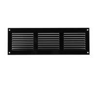 Metallo Nero Aeratore Griglia 300mm x 100mm con Mosca Schermo Piatto Louvre Tubo