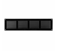 Metallo Nero Aeratore Griglia 400mm x 100mm con Mosca Schermo Piatto Louvre Tubo