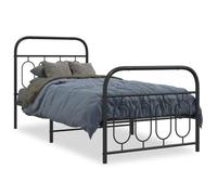 Metallo nero con testiera e pediera integrate design elegante e minimale | Giroletto con Testiera e Pediera Metallo Nero 90x200 cm Letto Contenitore Rialzato con Struttura Robusta per Camera da Letto