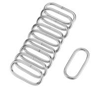 Metallo Ovale Anello Fibbie 50x19mm per Borse Cinture Argento Tono 10pz