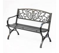 Metallo Panchina da Parco Resistente Alle Intemperie Portata di 300Kg | Panchina da Giardino 2 Posti, Schienale Inclinato a 105°, Braccioli Curvi, per Complessi Residenziali, Cortili, Scuole(Black)