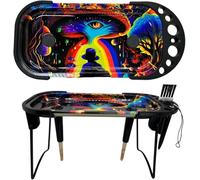 Metallo Rolling Tray Cone Loader per King Size & 1 1/4 Dimensioni Pre Rolling Coni, Coni Pre Roll Machine include Pieghevole Stand Coni Riempitrice, Imbuto Muti Colore