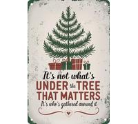 Metallo Stagno Targa It'S Not What'S Under The Tree That Matters It'S Who'S Gathered Around It Impermeabile Cartelli Targhe Stampa Poster Da Parete Per Caffetteria Bagno Cucina M