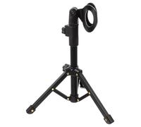 Metallo Supporto per Microfono da Tavolo Nero Pieghevole | Treppiede a Tre Gambe, Altezza Regolabile, Clip Inclusa, per Live Streaming e Discorsi