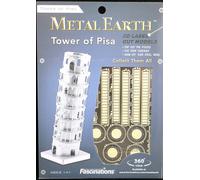 Metallo Terra Torre Di Pisa 3D Metallo Modello + Pinzette 010466