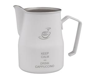 Metallurgica Motta Keep Calm Brocca per Latte, Acciaio Inox, Bianco